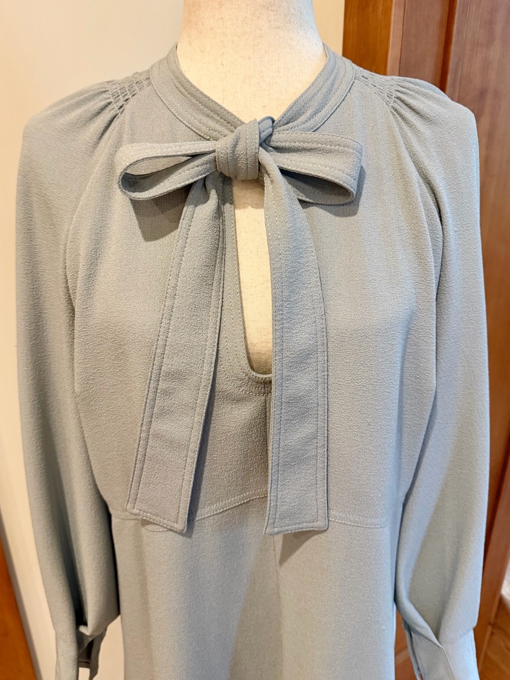 See By Chloé Dove Gray Tie-Neck Shift Dress - Picture 2 of 14